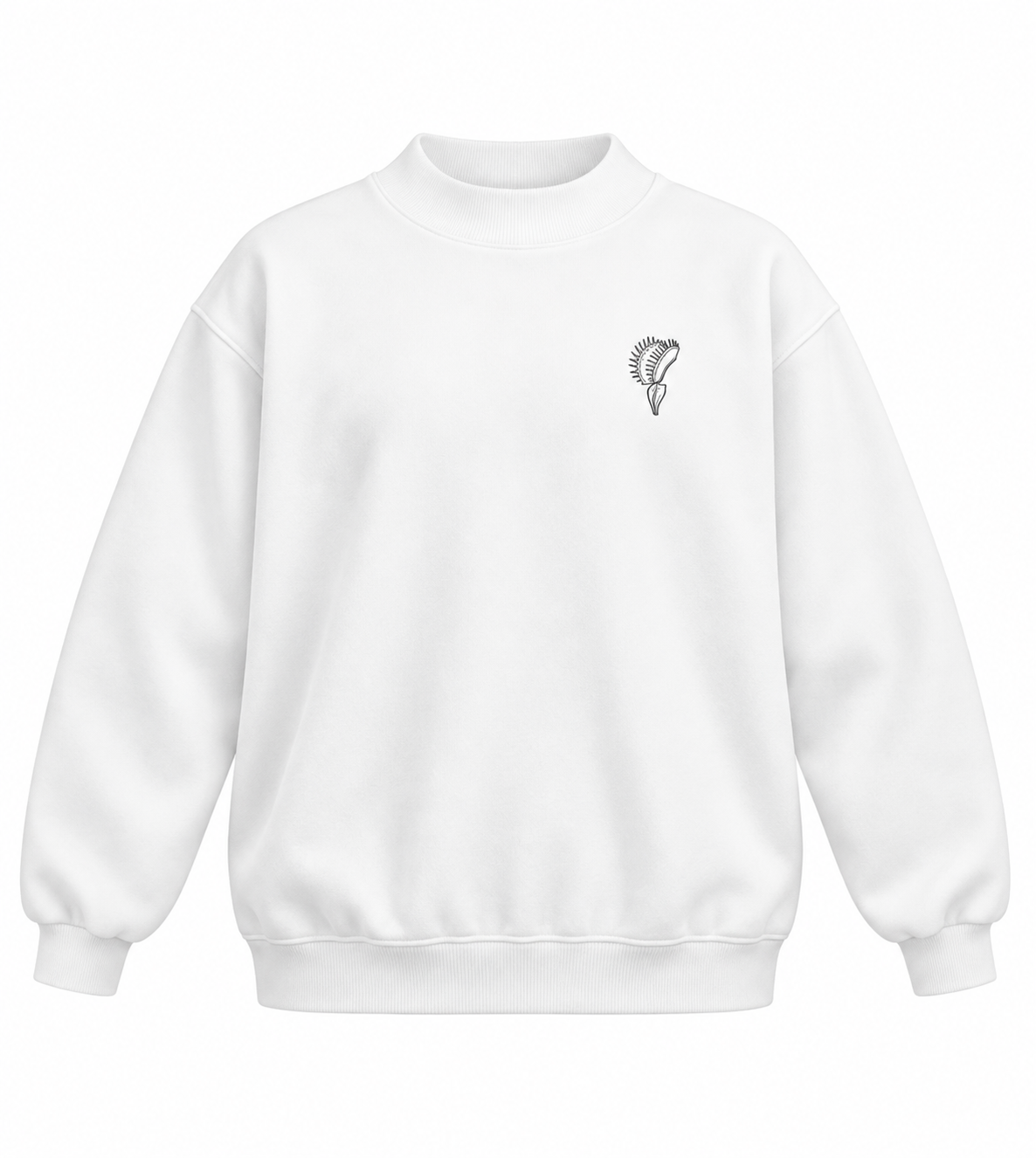 Venus Flytrap Sweatshirt – Minimalist Carnivorous Plant Fleece Mock-Neck Pullover, Cotton Blend, Women's