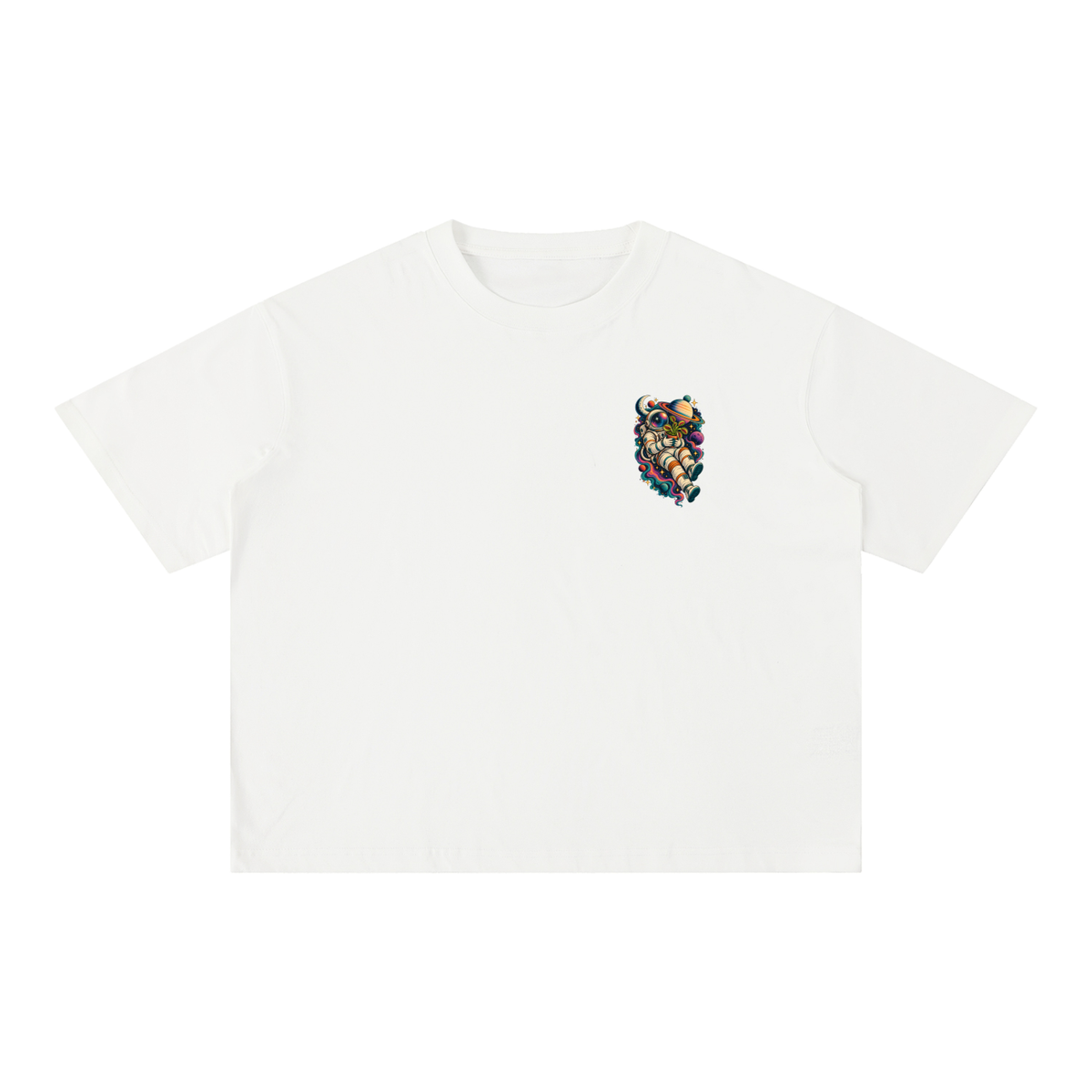 Astronaut & Venus Flytrap Mineral Wash Boxy T-Shirt – Carnivorous Plant Space Graphic, 100% Cotton