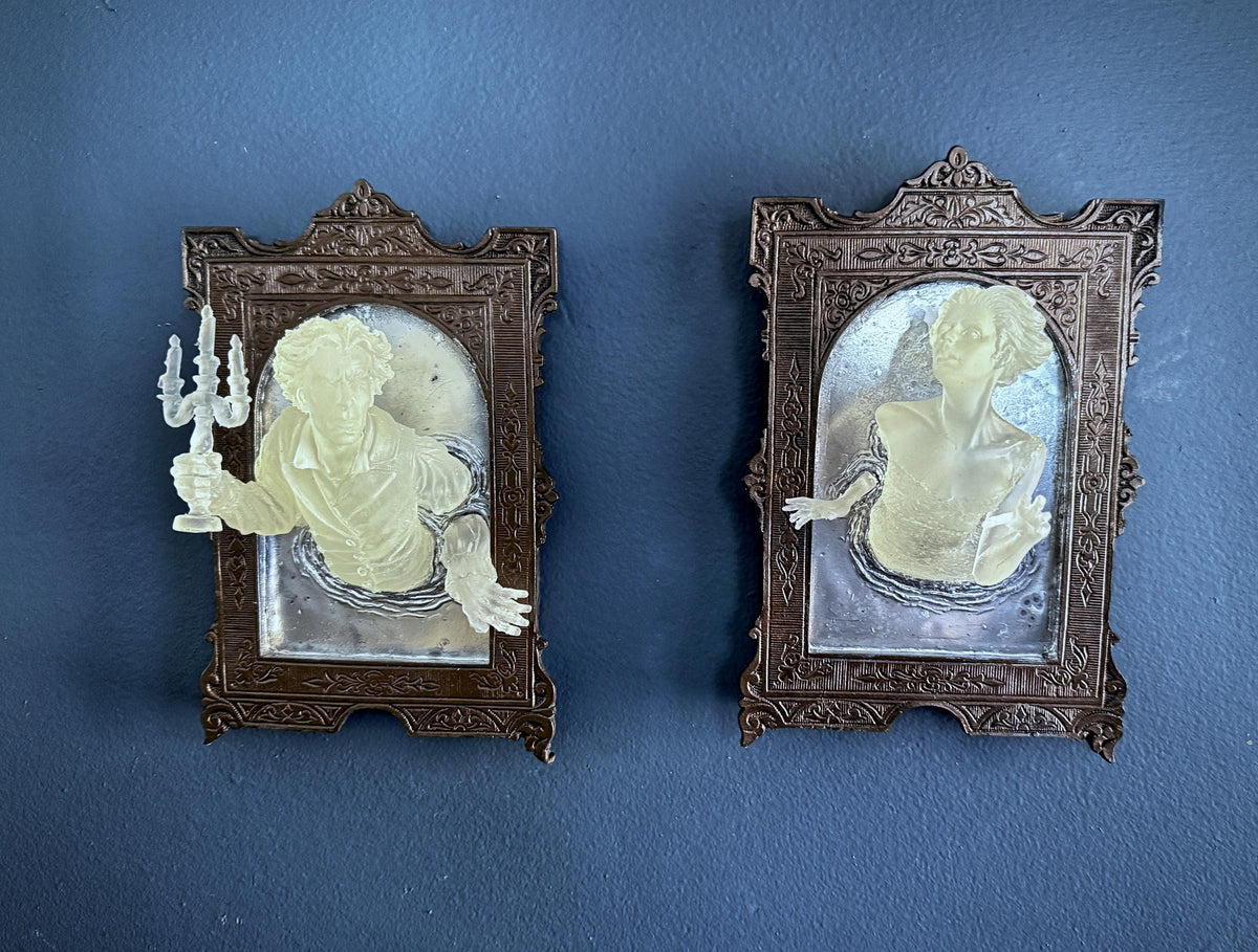 Ghost in the Mirror Wall Plaque, Glow in the Dark Resin | Victorian Gothic Haunted Wall Art |  Gift for Halloween and Spooky Home Decor
