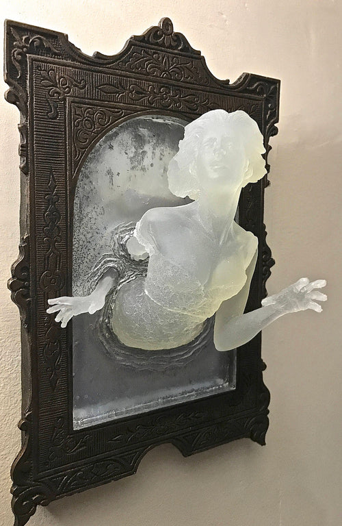 Ghost in the Mirror Wall Plaque, Glow in the Dark Resin | Victorian Gothic Haunted Wall Art |  Gift for Halloween and Spooky Home Decor
