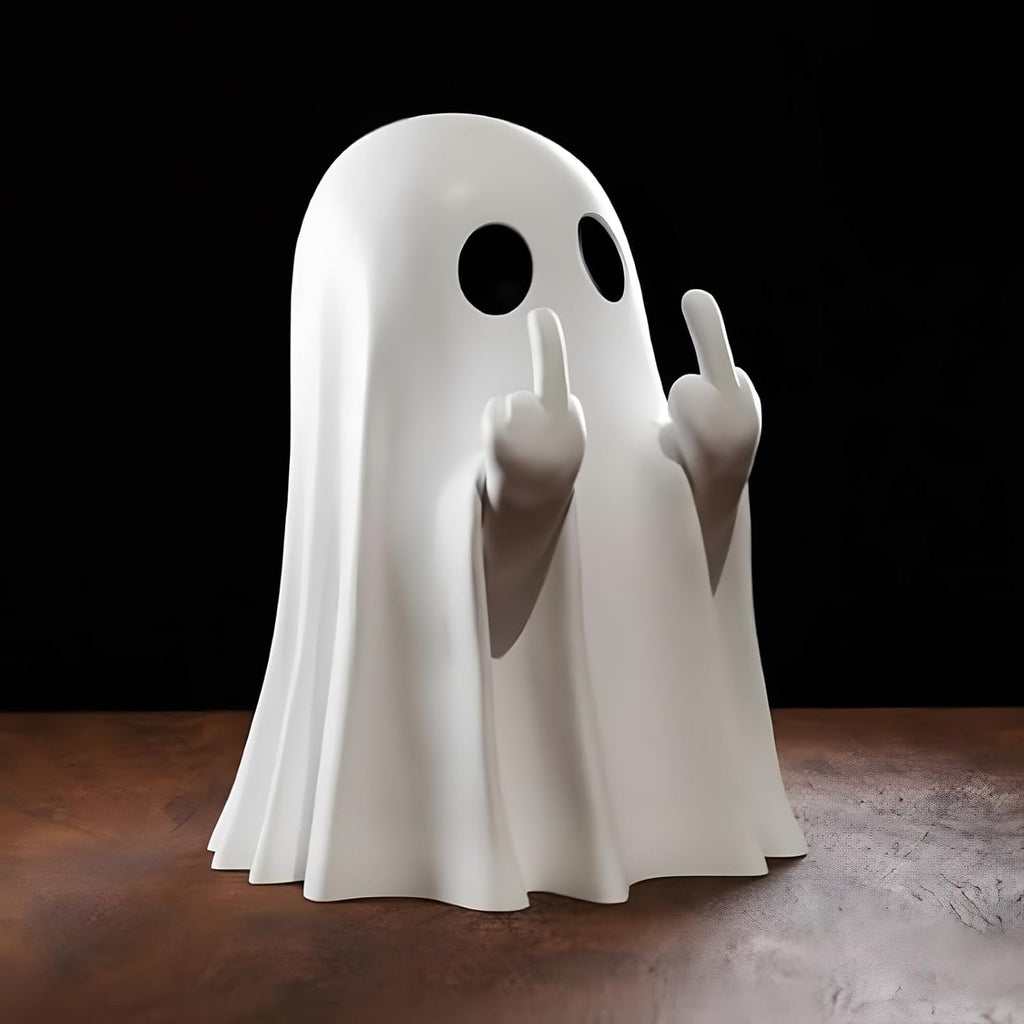 Halloween Ghost Figurine – Cute Spooky Resin Ghost Statue, Indoor & Porch Halloween Decor