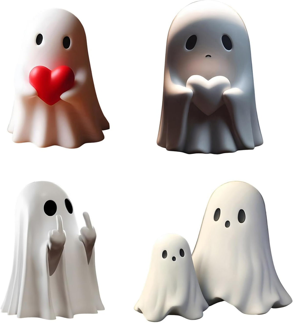 Halloween Ghost Figurine – Cute Spooky Resin Ghost Statue, Indoor & Porch Halloween Decor