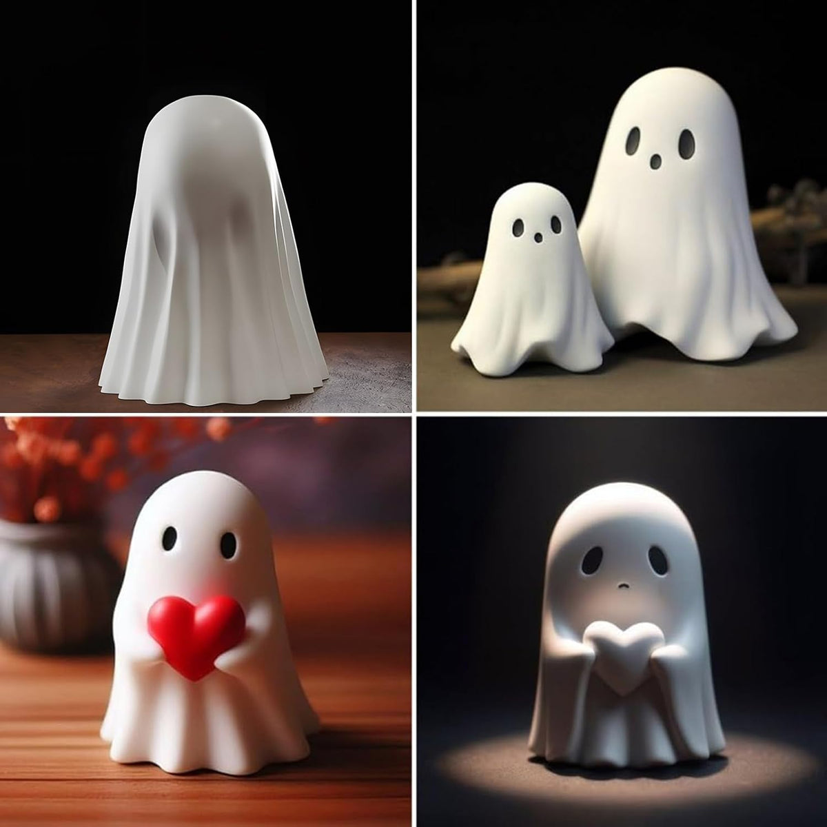 Halloween Ghost Figurine – Cute Spooky Resin Ghost Statue, Indoor & Porch Halloween Decor