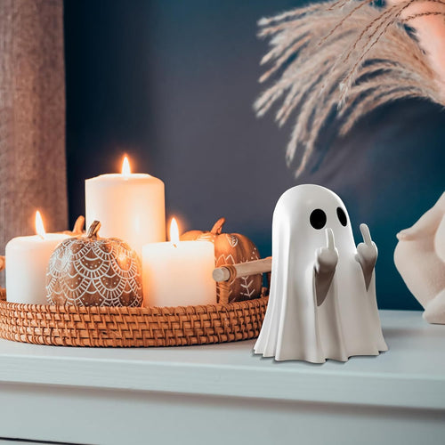 Halloween Ghost Figurine – Cute Spooky Resin Ghost Statue, Indoor & Porch Halloween Decor