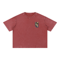 Astronaut & Venus Flytrap Mineral Wash Boxy T-Shirt – Carnivorous Plant Space Graphic, 100% Cotton