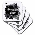 Halloween Witches Brew Coasters – Spooky Potion Ink Splat Design, Absorbent or Ceramic, Sets of 4 or 8
