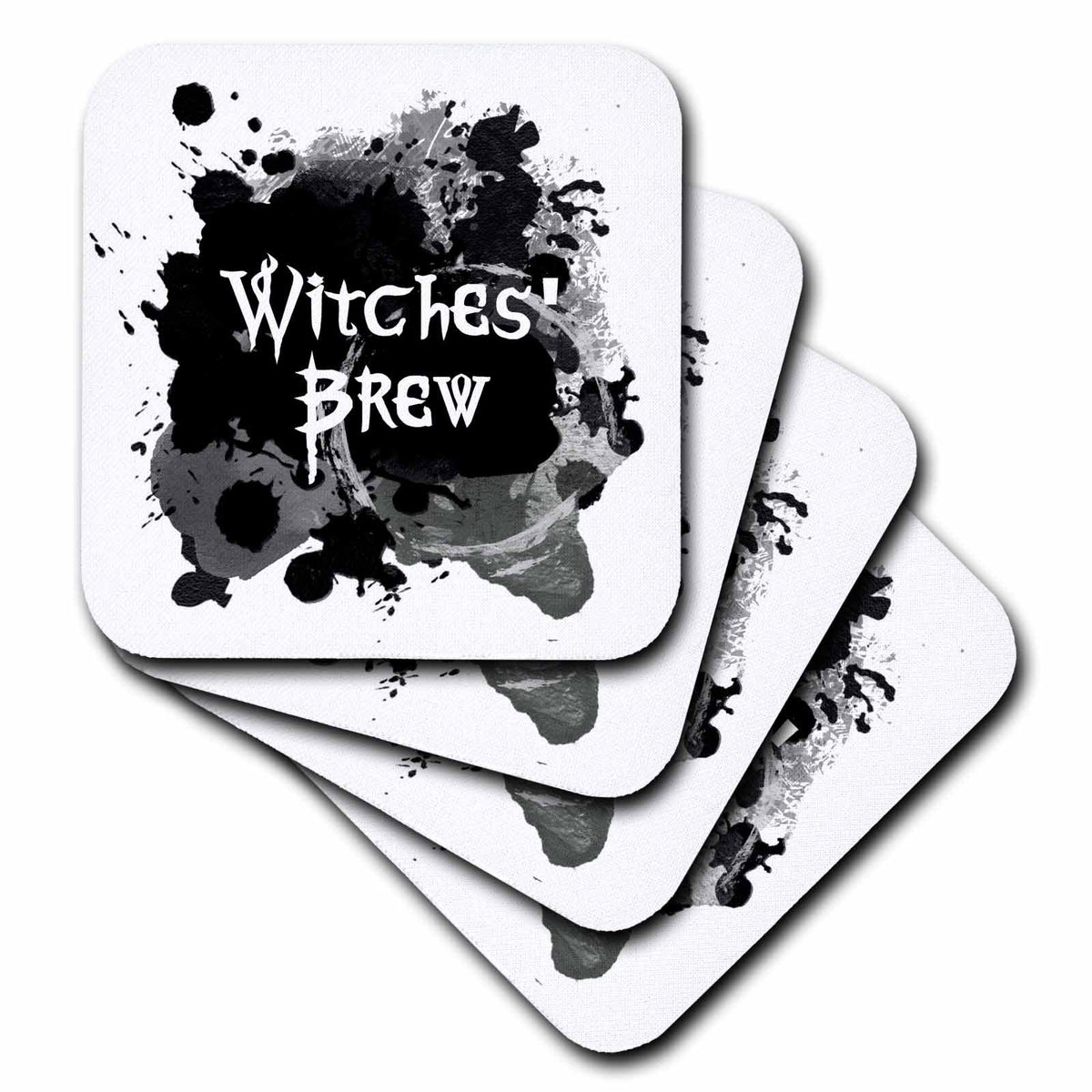 Halloween Witches Brew Coasters – Spooky Potion Ink Splat Design, Absorbent or Ceramic, Sets of 4 or 8