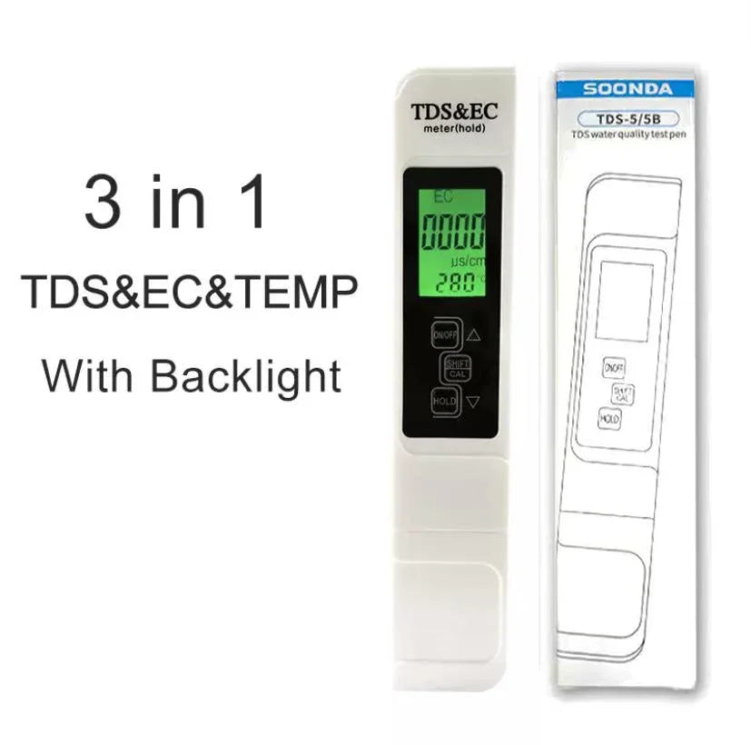 TDS Meter 3 in 1 Water Quality Tester | EC Conductivity and Temperature Monitor