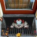 Halloween Clown Horror Doormat – Manhole Cover Design, Anti-Slip Polyester Rug, Spooky Entryway Decor