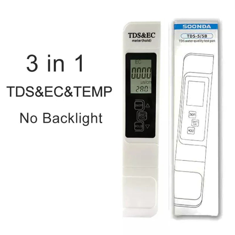 TDS Meter 3 in 1 Water Quality Tester | EC Conductivity and Temperature Monitor