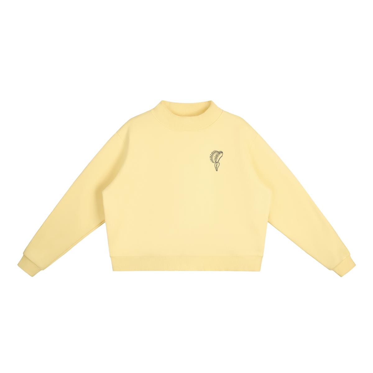 Venus Flytrap Sweatshirt – Minimalist Carnivorous Plant Fleece Mock-Neck Pullover, Cotton Blend, Women's