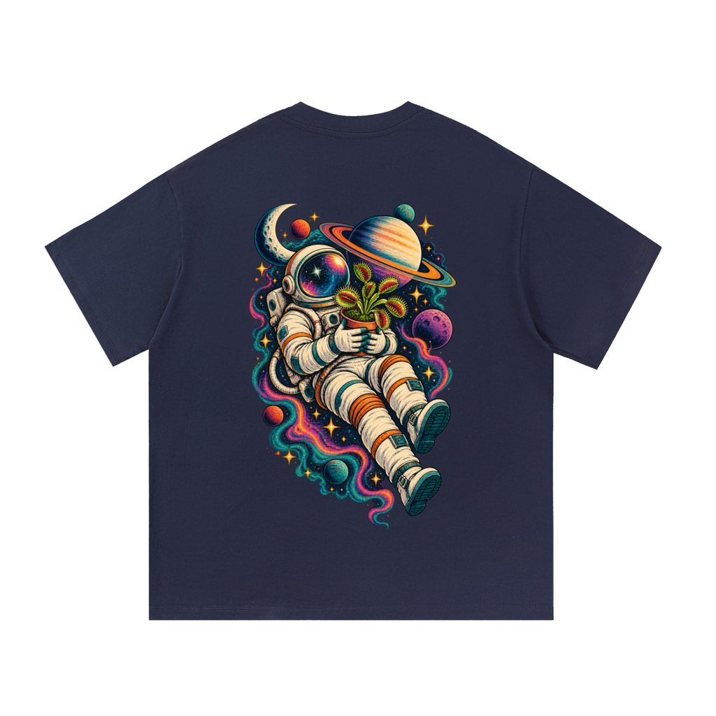 Venus Flytrap In Space Oversized T-Shirt – Carnivorous Plant Galaxy Graphic Tee, Unisex Streetwear