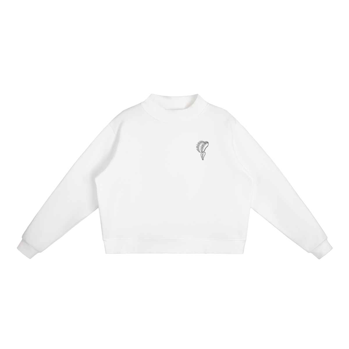 Venus Flytrap Sweatshirt – Minimalist Carnivorous Plant Fleece Mock-Neck Pullover, Cotton Blend, Women's