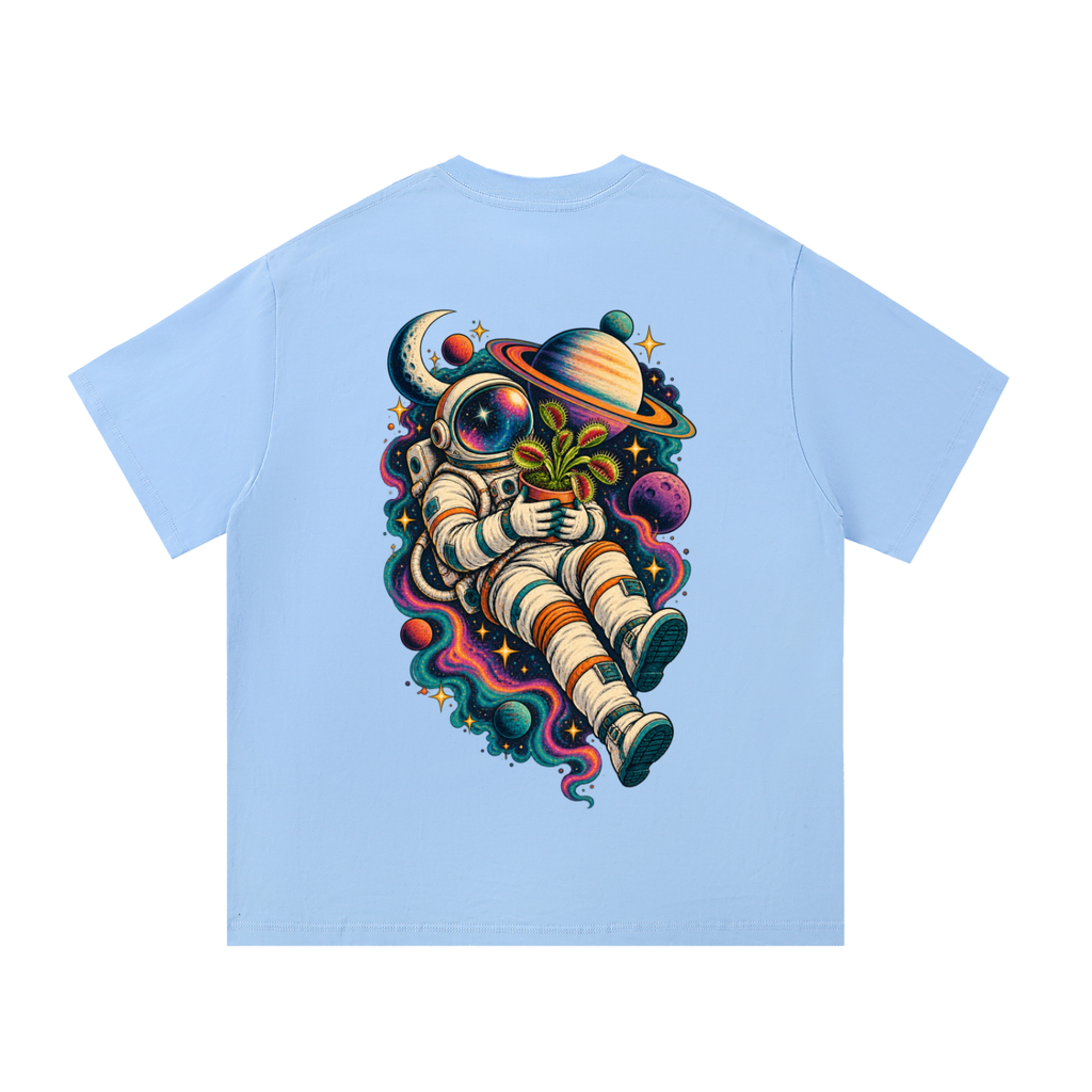 Venus Flytrap In Space Oversized T-Shirt – Carnivorous Plant Galaxy Graphic Tee, Unisex Streetwear